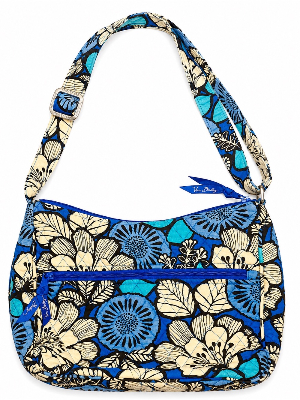 Vera Bradley Blue Turquoise Cream Floral Quilted Shoulder Bag